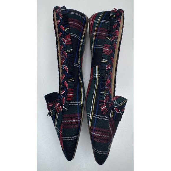 Talbots Women's Plaid Braid Fringe Pointed Toe Loafers Size 9 - Picture 5 of 12